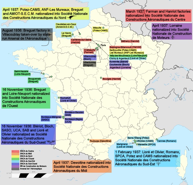 Map of France with SNCA locations